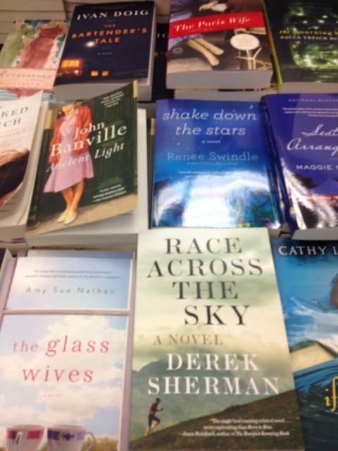Sweet!  Amy's daughter took this picture at a Barnes and Noble.  The Glass Wives and Shake Down The Stars together at last! :-)